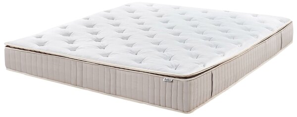 Latexový matrac s taštičkovými pružinami biela béžová 180 x 200 cm stredne tvrdý dvojlôžkový snímateľný poťah polyester spálňa doplnky
