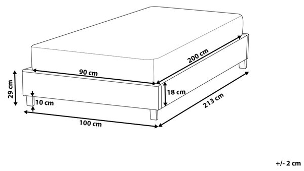 Posteľ čalúnená svetlobéžová buklé 90 x 200 cm rám postele s roštom bez čela spálňa moderný minimalistický štýl