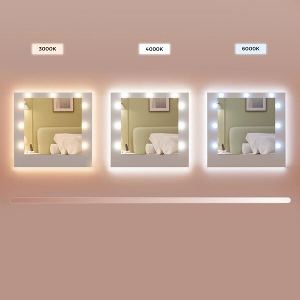 SONGMICS Toaletní stolek s LED osvětlením a nabíjecí stanicí Vasagle Brill 107 cm bílý