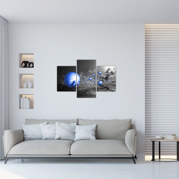 Obraz tmavo modrých gulí (90x60 cm)