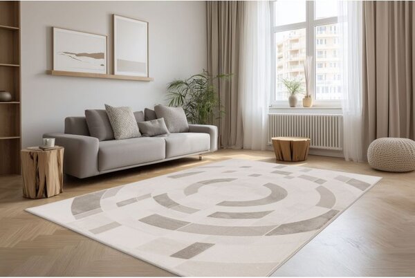 Moderný geometrický koberec TOP Bergamo Batucci 703 silver 1,60 x 2,30 m