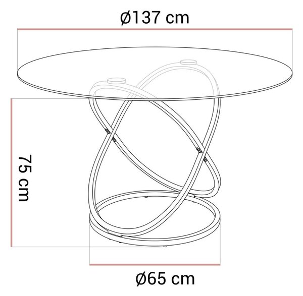 JEDÁLENSKÝ STÔL LEONE ZLATÝ LESK + SKLO 137 cm