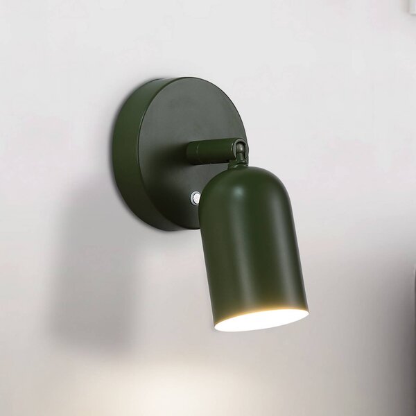 LED akumulátorové nástenné svetlo CONE, tmavozelená, šírka 10 cm, kov, Zelená, Obývacia izba / jedáleň, kov, Nástenné bodové svietidlo