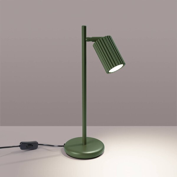 Stolová lampa ALORA, výška 43 cm, olivovo zelená, kov, GU10, Zelená, Obývacia izba / jedáleň, Hliník, Stojacie svietidlo