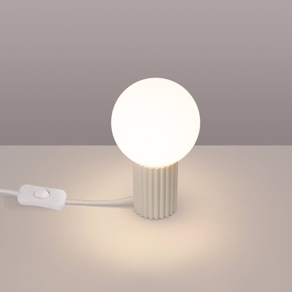 Stolová lampa ORBI, béžová, sklo/kov, výška 19 cm, G9, Krémová / jantárovo žltá, Obývacia izba / jedáleň, Hliník, Stojacie svietidlo