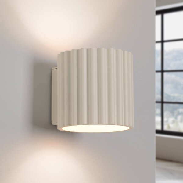 SOLLUX LIGHTING Nástenné svetlo RIBLA, béžové, Ø 10 cm, kov, G9, Krémová / jantárovo žltá, Obývacia izba / jedáleň, Hliník, Nástenné svietidlo