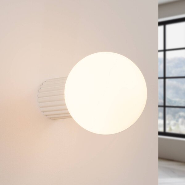 SOLLUX LIGHTING Nástenné svetlo ORBI, béžové, sklo/kov, Ø 12 cm, IP44, G9, Krémová / jantárovo žltá, Kúpeľňa, Hliník, Nástenné svietidlo
