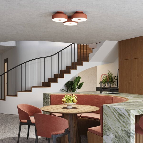 SOLLUX LIGHTING Stropné svietidlo CLARO, okrová, Ø 30 cm, kov, 4 x E27, Hnedá / hrdzavá, Obývacia izba / jedáleň, kov, Závesné svietidlo