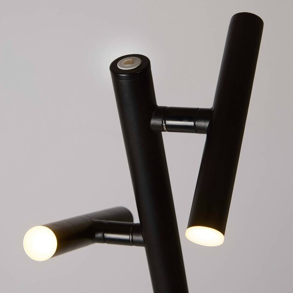 LED stojacia lampa na batérie 10460BK, čierne, výška 127 cm, 2-pl., Čierna, Obývacia izba / jedáleň, kov, Moderný