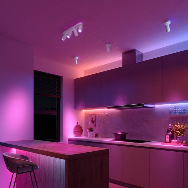 Calex Smart stropné bodové svetlá biely dĺžka 49 cm 4-pl. GU10-LED RGBW, Biela / opálová, Obývacia izba / jedáleň, kov, Moderný, Stropné svetlo