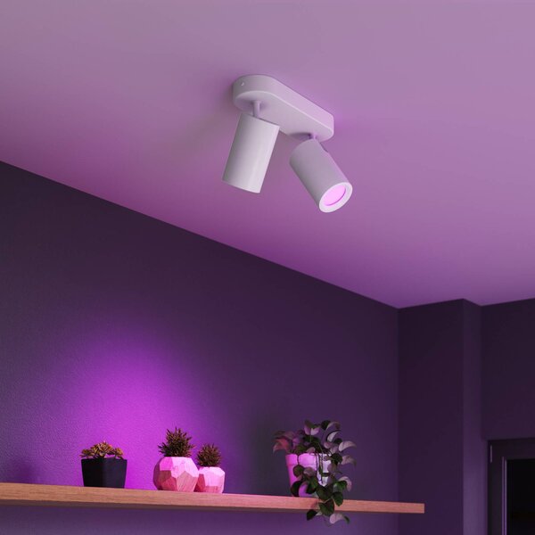 Calex Smart stropné bodové svetlá biely dĺžka 22 cm 2-pl. GU10-LED RGBW, Biela / opálová, Obývacia izba / jedáleň, kov, Moderný, Stropné svetlo