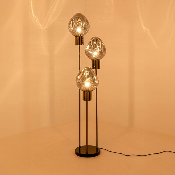 Stojacia lampa Kare Supernova, dymovo šedá, sklo, 160 cm, E27, Hliník / sivá / zinok, Obývacia izba / jedáleň, Sklo, Dizajn, Stojaca lampa