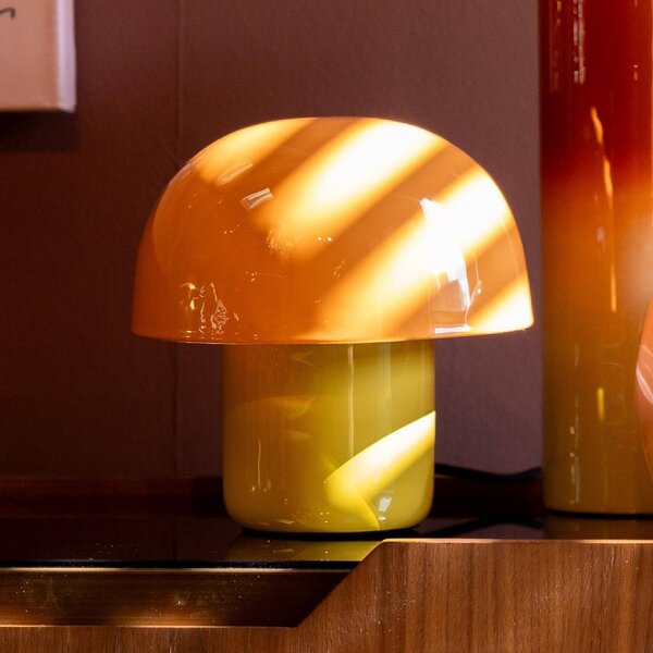 Kare stolová lampa Mushroom, oranžová, kov, 20 cm, E14, Žltá / oranžová, Obývacia izba / jedáleň, kov, Dizajn, Stolová lampa