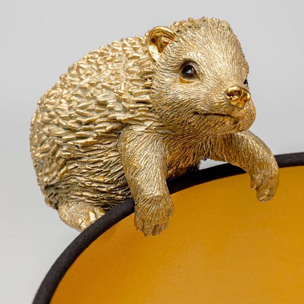 Kare stolová lampa Animal Hedgehog Family, zlatá/hnedá, E27, Mosadz / zlato, Obývacia izba / jedáleň, Plast, Dizajn, Stolová lampa