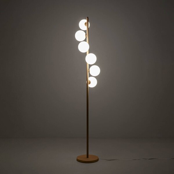 KARE Stojacia lampa Scala Balls, greige, sklo, 160 cm, G9, Krémová / jantárovo žltá, Obývacia izba / jedáleň, Sklo, Dizajn, Stojaca lampa