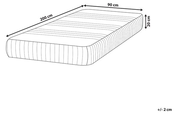 Gélový matrac z pamäťovej peny biely a sivý 90 x 200 cm stredne tvrdý polyesterový snímateľný poťah so zipsom