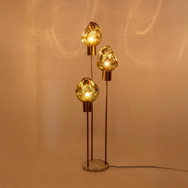 Stojacia lampa KARE Supernova, jantárové, sklo, 160 cm, E27, Mosadz / zlato, Obývacia izba / jedáleň, Sklo, Dizajn, Stojaca lampa