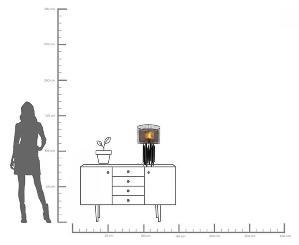 Kare stolová lampa Coachella Glam, čierna/zlatá, 59 cm, E27, Čierna, Obývacia izba / jedáleň, kov, Dizajn, Stolová lampa
