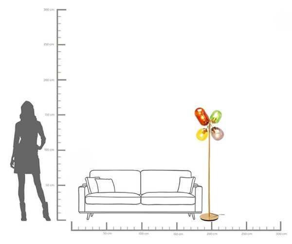 Stojacia lampa KARE Balloon Dance, viacfarebná, sklo, 160 cm, E27, Viacfarebné, Obývacia izba / jedáleň, Sklo, Dizajn, Stojaca lampa