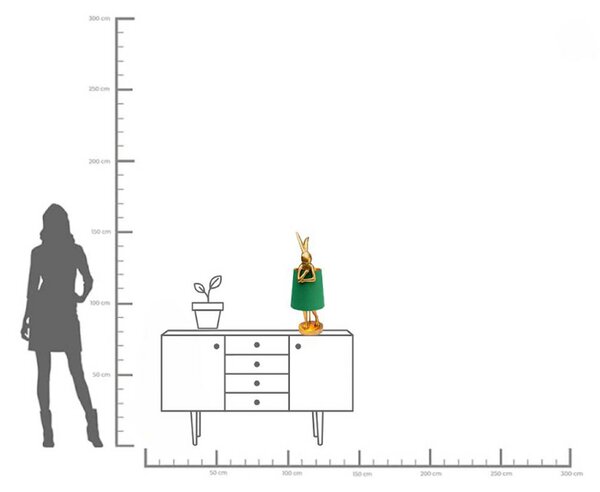 Kare stolová lampa Animal Rabbit, zlatá/zelená, 68 cm, E14, Mosadz / zlato, Obývacia izba / jedáleň, Plast, Dizajn, Stojacie svietidlo