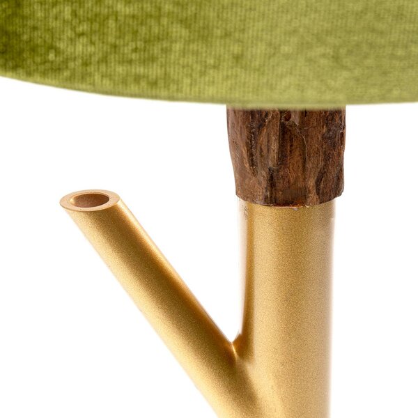 Kare stolová lampa Twig, zelená/zlatá, výška 74 cm, E27, Zelená, Obývacia izba / jedáleň, Textil / látka / hodváb, Dizajn, Stolová lampa
