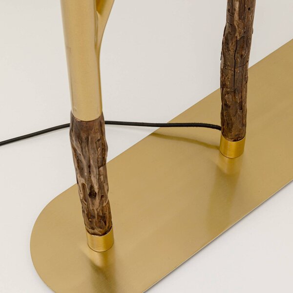 Stojacia lampa KARE Twig, zelená/zlatá, 154 cm, E27, Zelená, Obývacia izba / jedáleň, Textil / látka / hodváb, Dizajn, Stojaca lampa