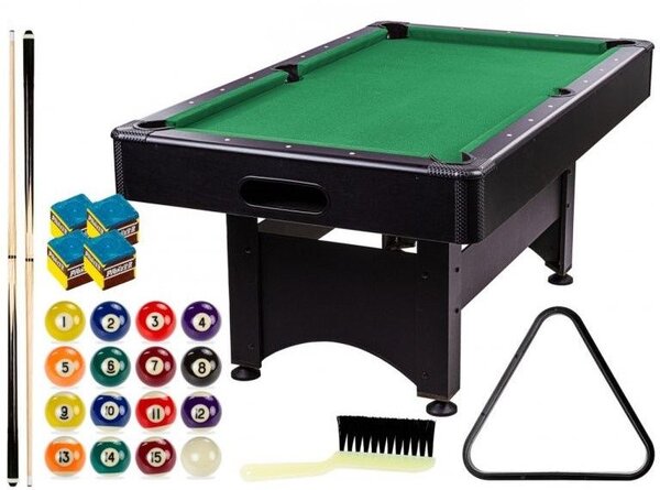 GamesPlanet biliardový stôl 6 ft, čierno / zelen s vybavením