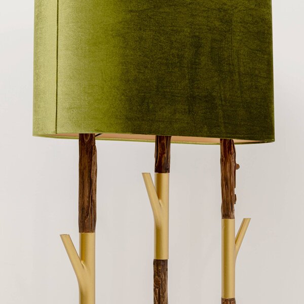 Stojacia lampa KARE Twig, zelená/zlatá, 154 cm, E27, Zelená, Obývacia izba / jedáleň, Textil / látka / hodváb, Dizajn, Stojaca lampa