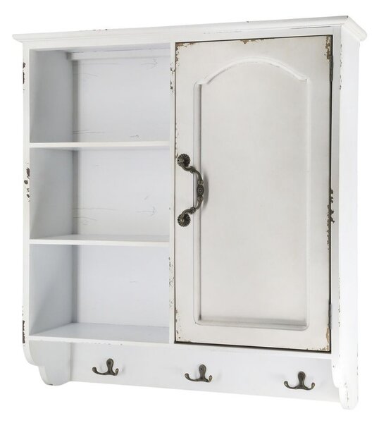 Krémová antik nástenná drevená skrinka s dvierkami Chantal - 56*19*61 cm - Chic Antique