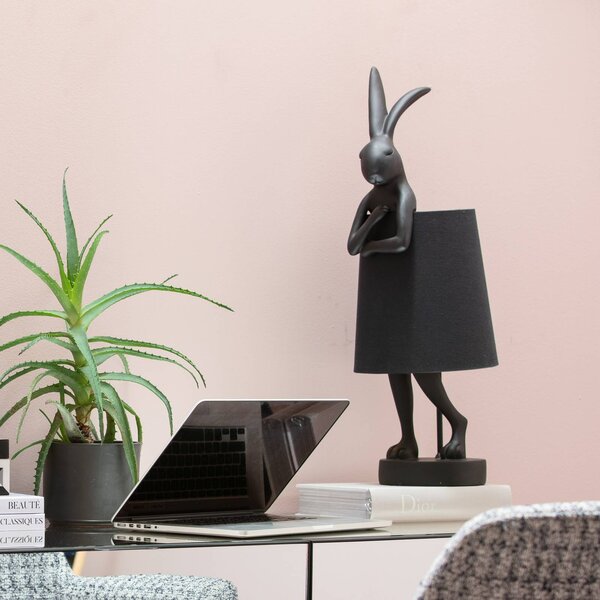 Kare stolová lampa Animal Rabbit, čierna/zlatá, 68 cm, E14, Čierna, Obývacia izba / jedáleň, Plast, Dizajn, Stojacie svietidlo