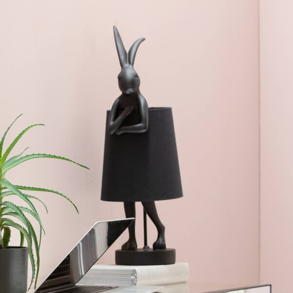 Kare stolová lampa Animal Rabbit, čierna/zlatá, 68 cm, E14, Čierna, Obývacia izba / jedáleň, Plast, Dizajn, Stojacie svietidlo