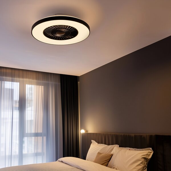 Stropný ventilátor čierny so hviezdnym efektom 60 cm vrátane LED stmievateľný s diaľkovým ovládaním - Climo
