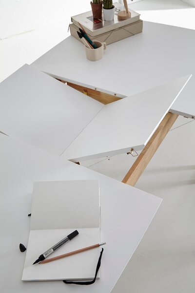 MUZZA Rozkladací stôl kennan 120 (150) x 80 cm biely
