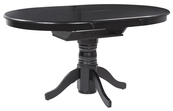Rozkladací jedálenský stôl čierny kaučukové drevo MDF106/150 x 106 cm oválny vintage vidiecky štýl