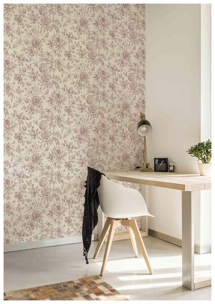 RASCH | Vliesová tapeta na stenu Peonies 793949 | 0,53 x 10,05 m | červená, krémová, ružová