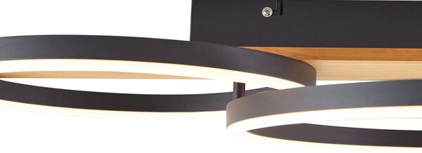 Dizajnové stropné svietidlo čierne okrúhle vrátane LED 3-stupňové stmievateľné - Nimue