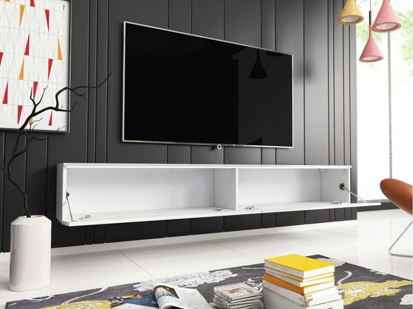 TV stolík CERIEE 180 - biely / biely lesklý