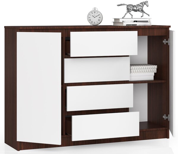 NovýNábytok.sk Komoda Keanu K140 2D 4SZ (wenge + biela). Akcia -17%. Vlastná spoľahlivá doprava až k Vám domov. 1151980