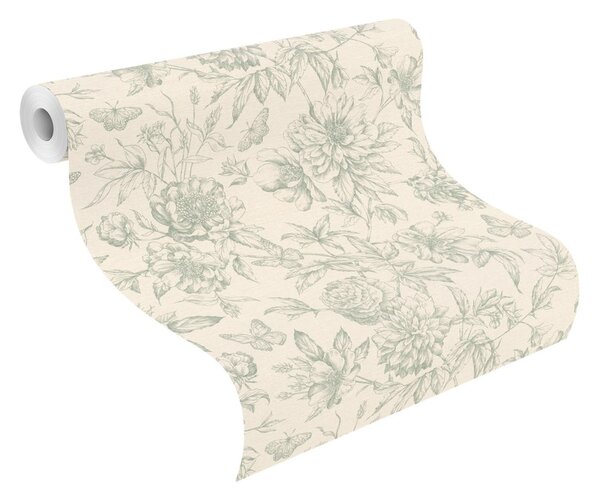 RASCH | Vliesová tapeta na stenu Peonies 793925 | 0,53 x 10,05 m | vining ivy, ružová, krémová