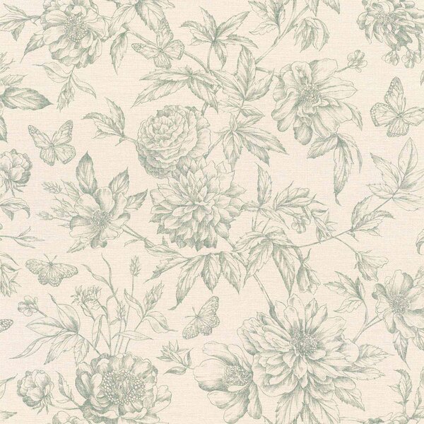 RASCH | Vliesová tapeta na stenu Peonies 793925 | 0,53 x 10,05 m | vining ivy, ružová, krémová