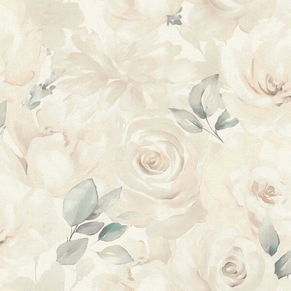 RASCH | Vliesová tapeta na stenu Peonies 582321 | 0,53 x 10,05 m | krémová, béžová, vining ivy
