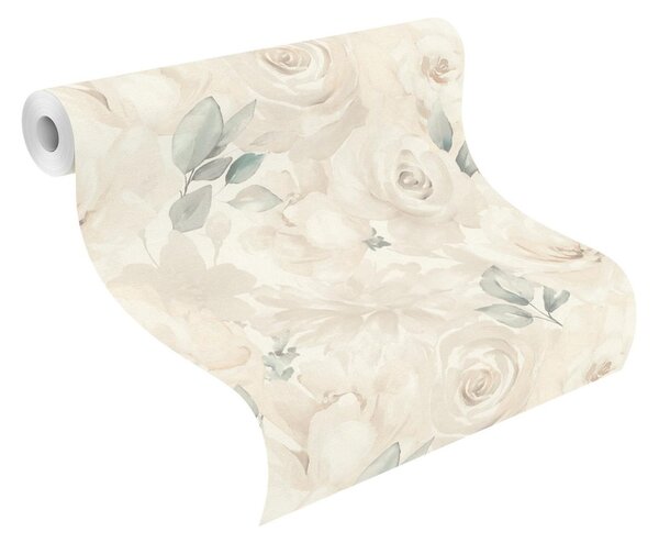 RASCH | Vliesová tapeta na stenu Peonies 582321 | 0,53 x 10,05 m | krémová, béžová, vining ivy