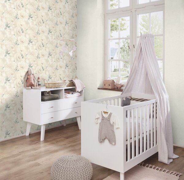 RASCH | Vliesová tapeta na stenu Peonies 582321 | 0,53 x 10,05 m | krémová, béžová, vining ivy