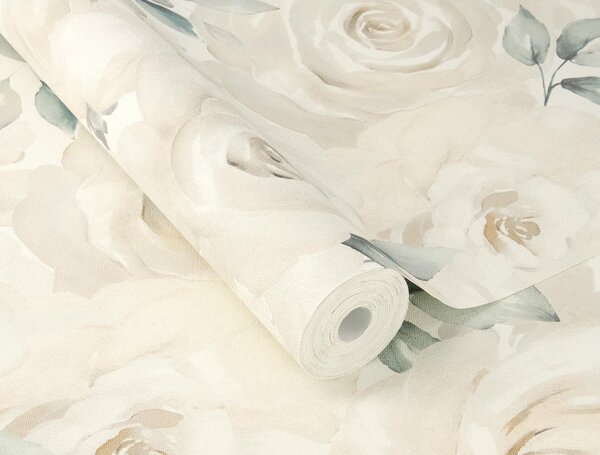 RASCH | Vliesová tapeta na stenu Peonies 582321 | 0,53 x 10,05 m | krémová, béžová, vining ivy