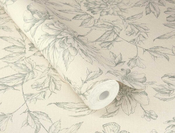 RASCH | Vliesová tapeta na stenu Peonies 793925 | 0,53 x 10,05 m | vining ivy, ružová, krémová