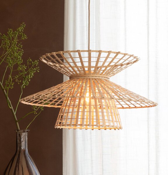 GOOD & MOJO Závesné svietidlo Machu Picchu, prírodné, Ø 57 cm, bambus, Svetlé drevo, Obývacia izba / jedáleň, Bambus, Závesné svietidlo