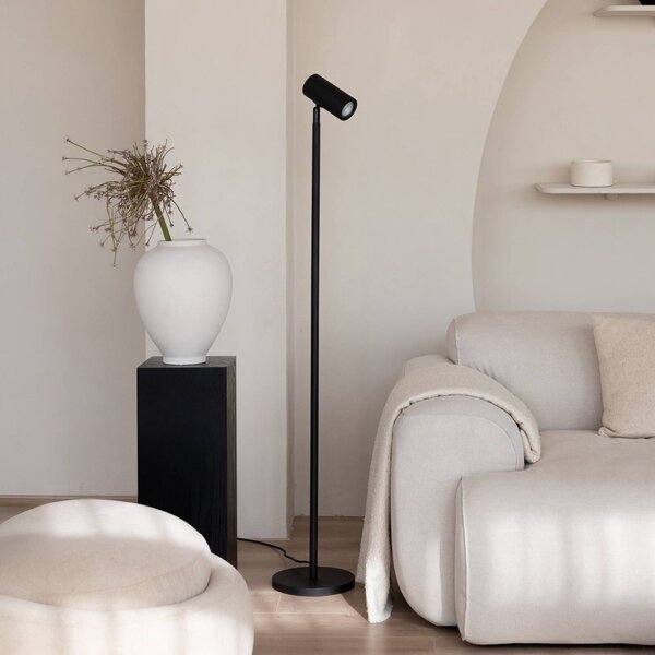 GOOD & MOJO stojaca lampa Java, čierna, 141 cm, bambus, GU10, Čierna, Obývacia izba / jedáleň, Bambus, Dizajn, Stolová lampa