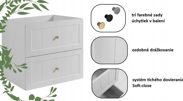 GUSTO biely W140DC závesná skrinka pod umývadlo 140 cm