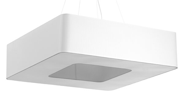 Závesné svietidlo Urano, 1x biele textilné tienidlo, (biely plast), (80 cm)