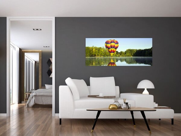 Obraz teplovzdušného balóna na jazere (120x50 cm)
